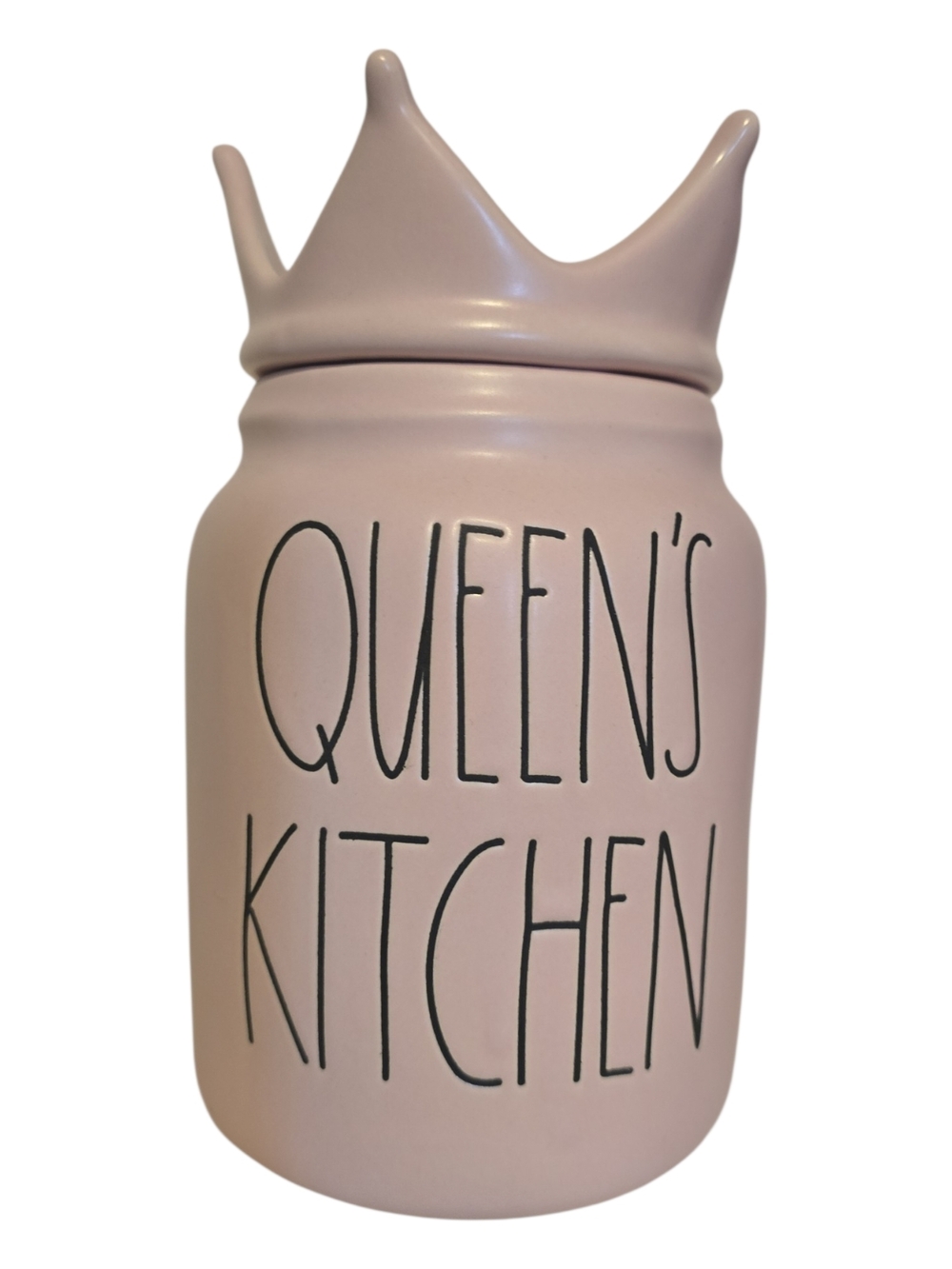 RAE DUNN Queen's Kitchen Pink Ceramic Canister with Crown Lid